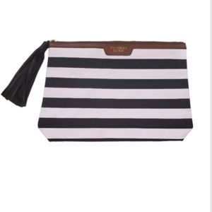 Victoria's secret striped tassel makeup bag